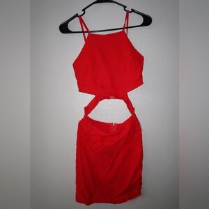 Red midi dress, size medium.